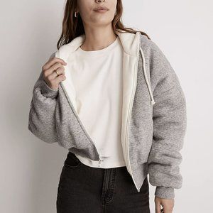 Madewell Gray Quilted Puffer Jacket with Cream Lining